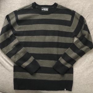 NEW! RUDE - S/M - Black and Grey Stripped Sweater